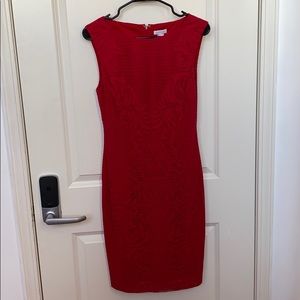 CACHE Designer Dress Red Floral Bodycon